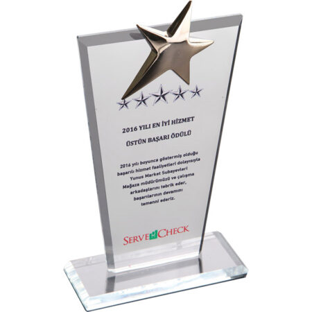 6800 - Kristal Plaket 12 x 21 cm